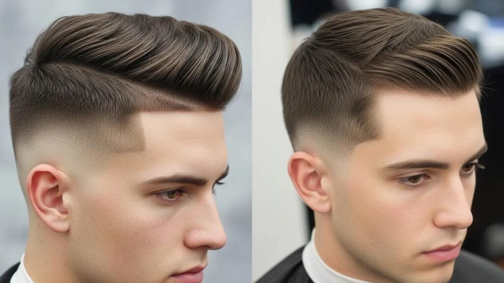 Close-up of a fade and taper haircut showcasing modern urban styles